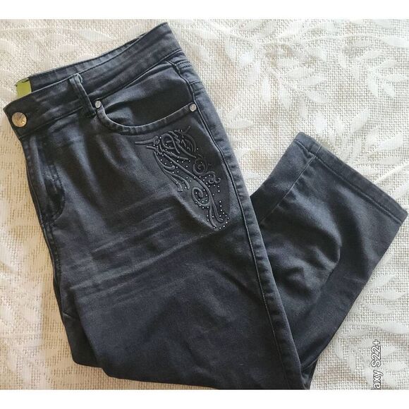 14  Adam Jacobs black capri jeans - Picture 1 of 7